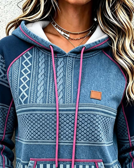 Hoodie Hætte Lang Ærme Afslappet