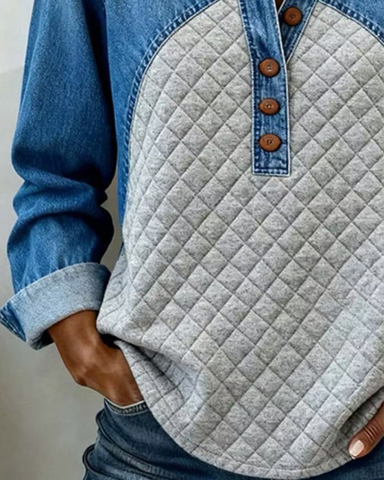 Sweatshirt Denim Patchwork Stilfuld