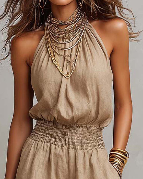 Springdragt Elegant Halter Rynket