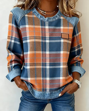 Moderne Sweatshirt Med Ternet Patchwork