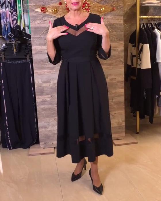 Kjole mode v-hals mesh syninger