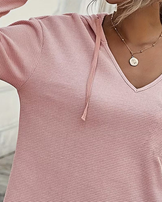 Bluse V-Hals Hoodie Uregelmæssig