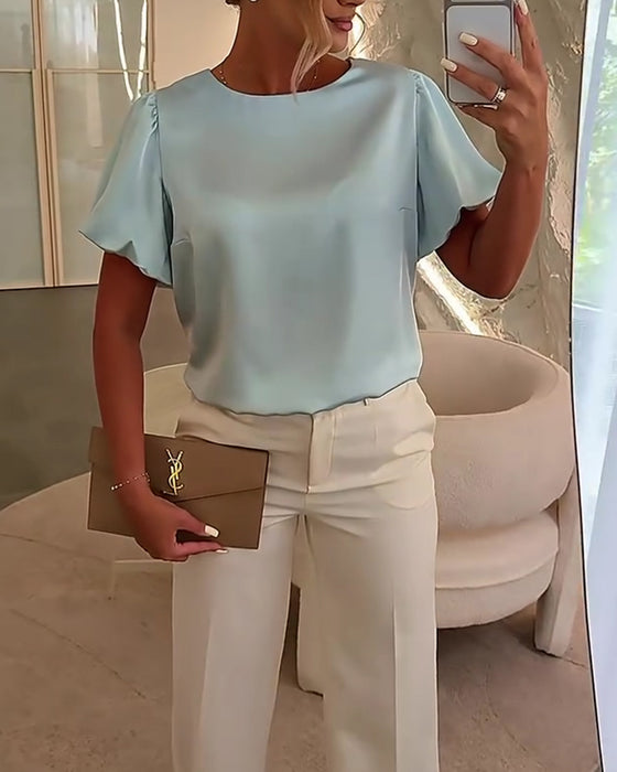Bluser Satin Kortærmet Drape