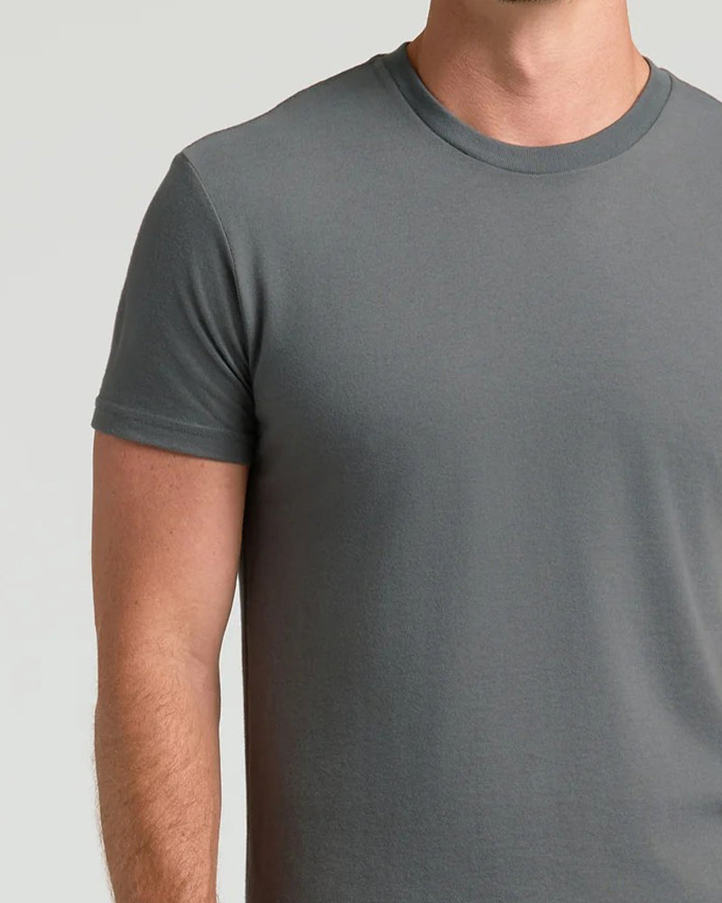 Top Herre Ensfarvet Kort Ærme