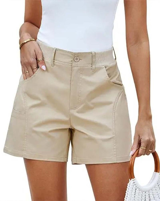 Shorts Med Lommer Knap Ensfarvet