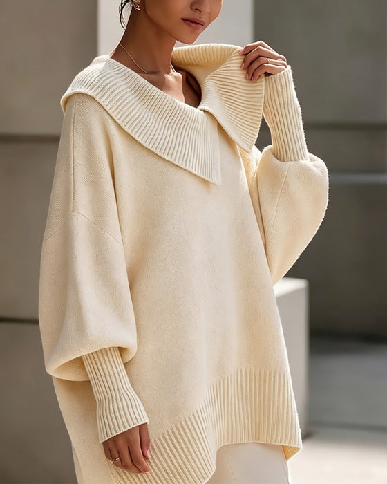 Sweater Uregelmæssig Slag Ensfarvet