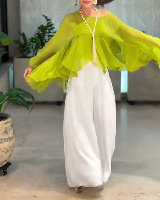 Bluse Med Elegant Ensfarvet Look