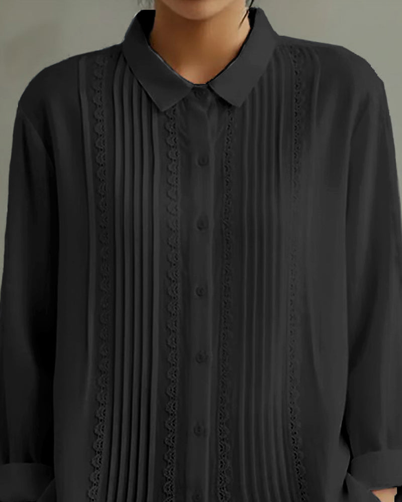 Skjorte Dukke Krave Ensfarvet Langærmet