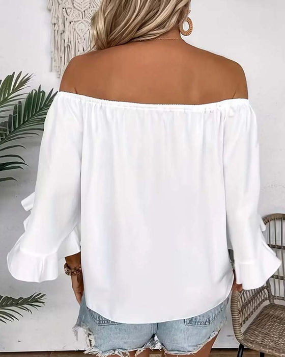 Bluse Bandage Off-Shoulder Rynket Ærme