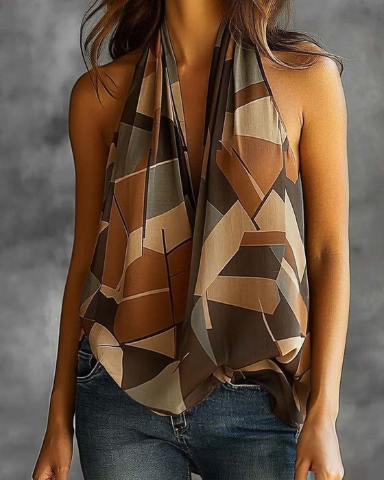 Tanktop Elegant Trykt Ærmeløs