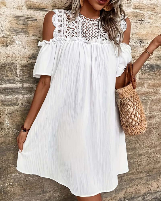 Kjole Udskæring Off-Shoulder Kort