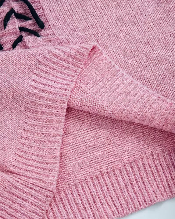 Pullover Bindebånd Hætte Casual