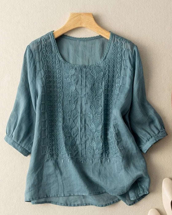T-Shirt Retro Åndbar Rund Hals