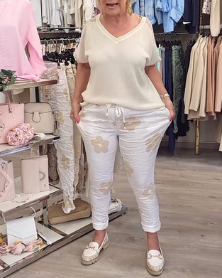 Bukser afslappet print snøre