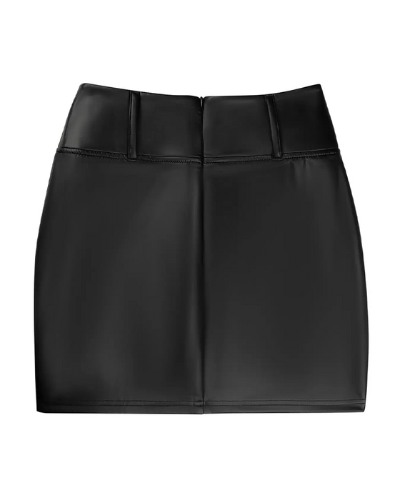 Nederdel Blonde Patchwork Bodycon PU
