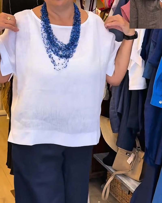 Bluse Rundhalset Ensfarvet Lige Casual