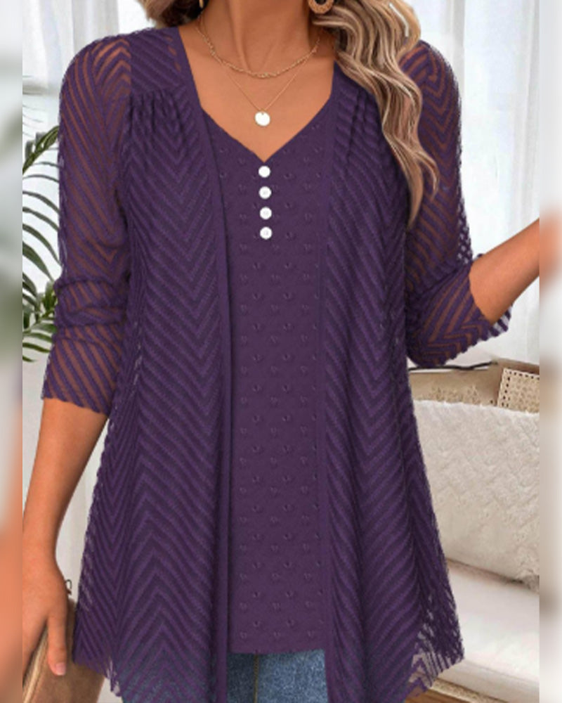 Topp 3d-Blomstertryk To-Delt