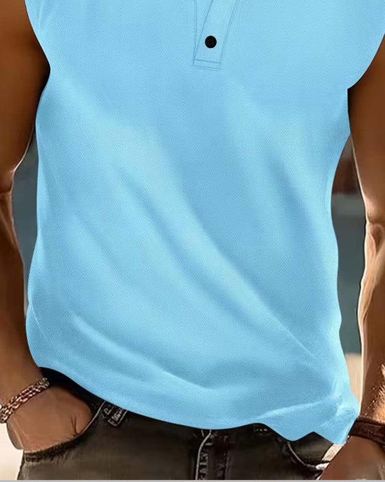 Tanktop Mænd Henley Ensfarvet Sport