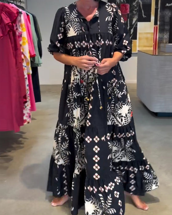 Kjole Slips Blomstrende Fuld Nederdel Ferie Maxi