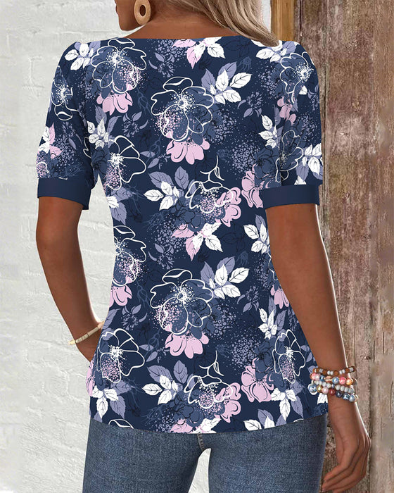 Bluse Off-Shoulder Kortærmede Trykt