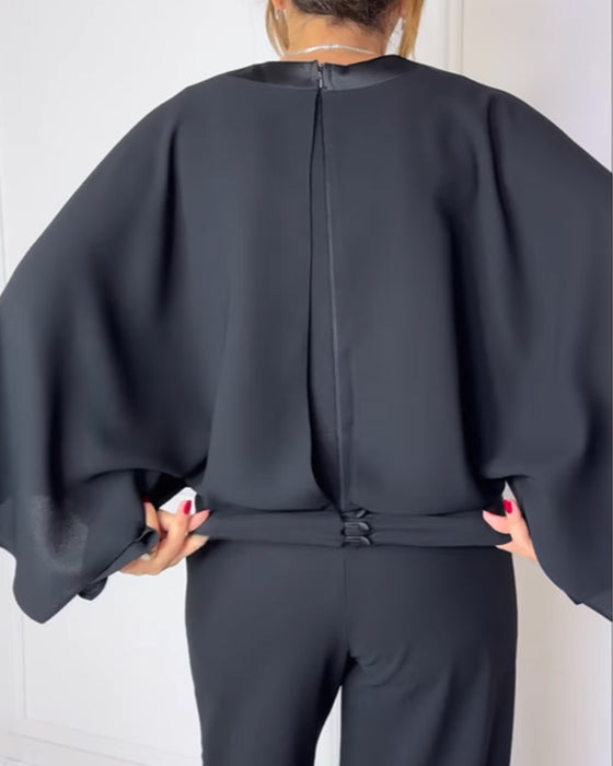 Bluse V-Hals Elegant Butterfly Ærme