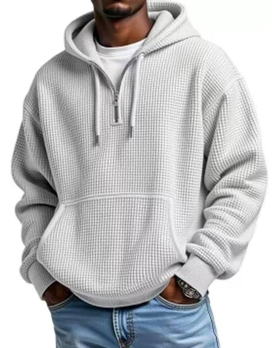 Hoodie Herre Ensfarvet Lynlås Pullover