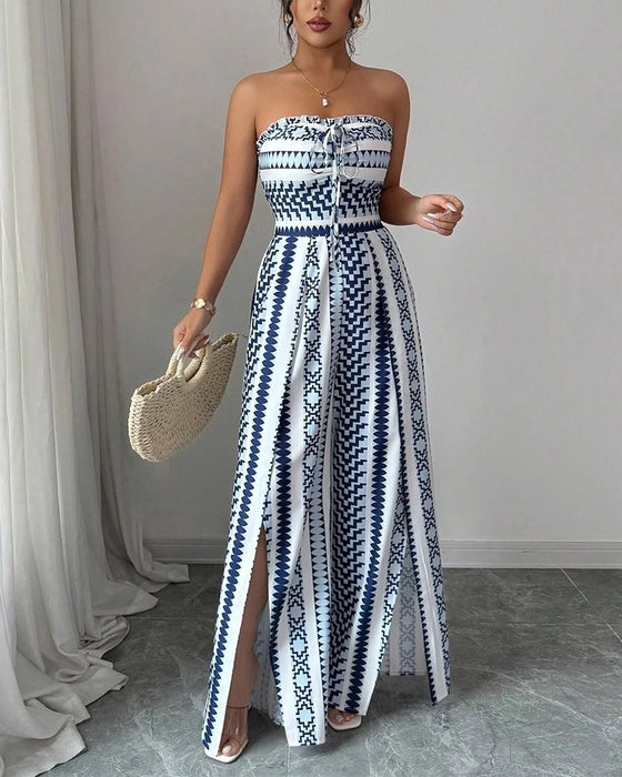 Jumpsuit Geometrisk Bandeau Slids Bred Ben