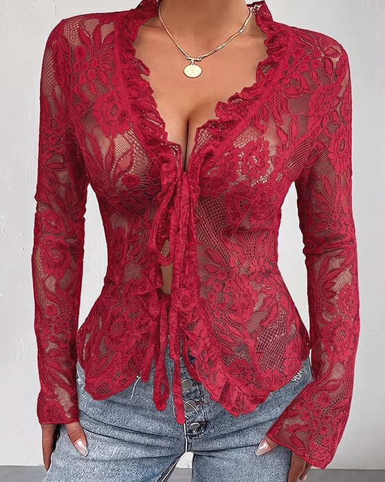 Bluse V-Hals Bind Blonde