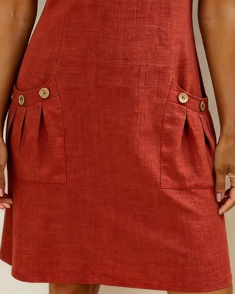 Kjole Lynlås Lomme Bomuld Hør