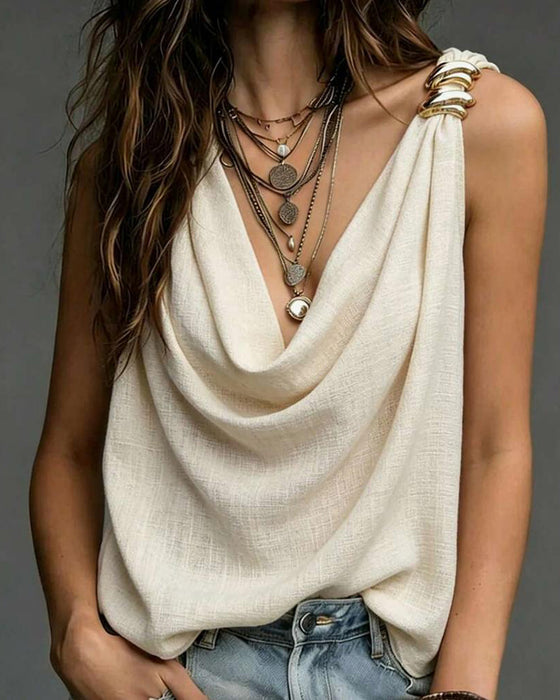Tank Top Metal Dekorativ Draperet Krave