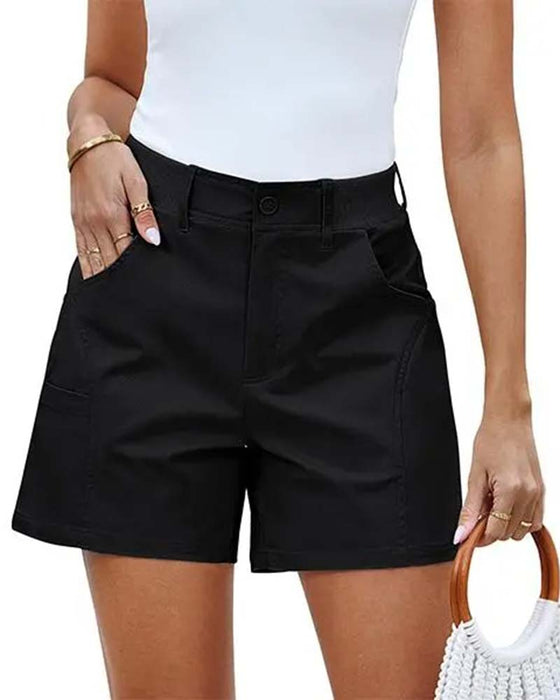 Shorts Med Lommer Knap Ensfarvet