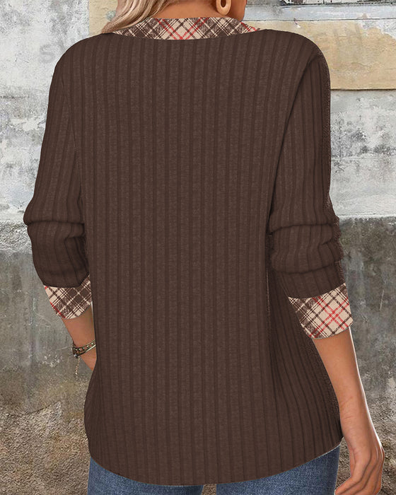 Sweater V-Hals Paneleret Ternet Strikket