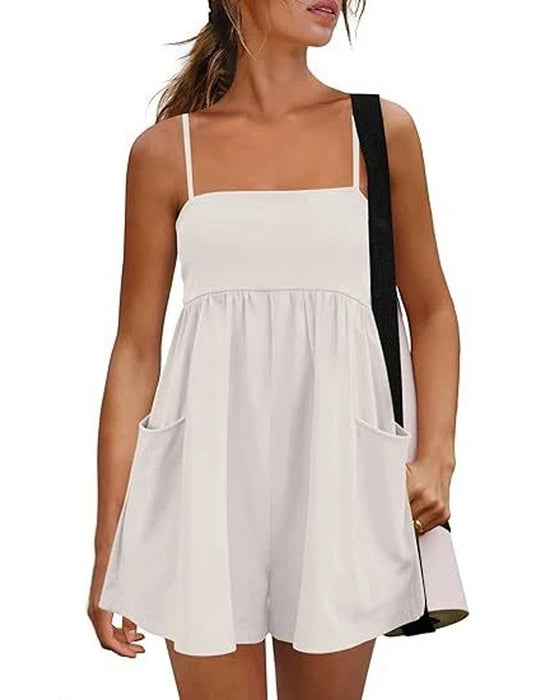 Jumpsuit Ensfarvet Farve Seler Bred Ben