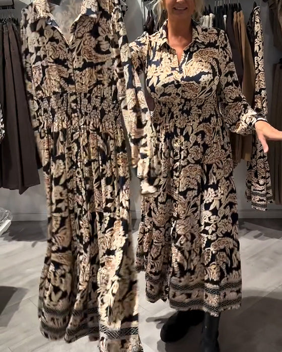 Modekjole Med Reverskrave Og Print