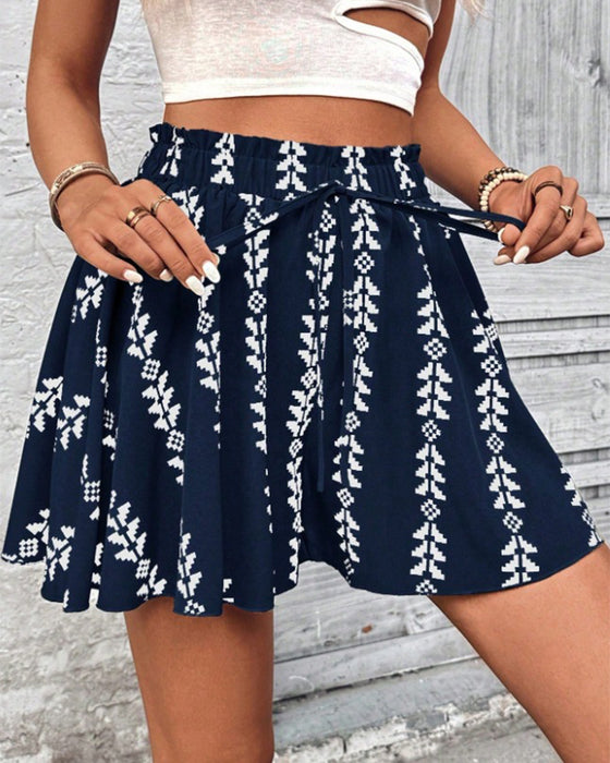 Shorts Tryk Snøre Loose Fit Flare