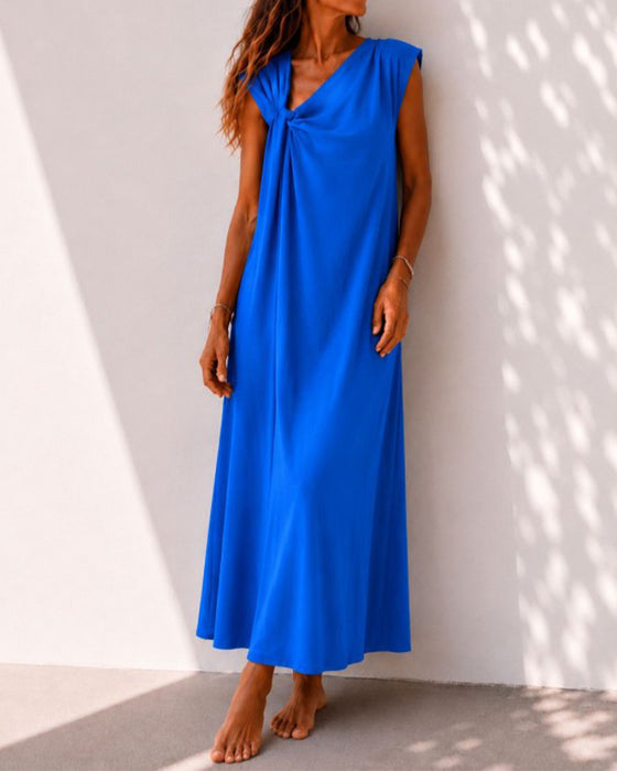 Kjole Asymmetrisk Hals Twist Elegant Maxi