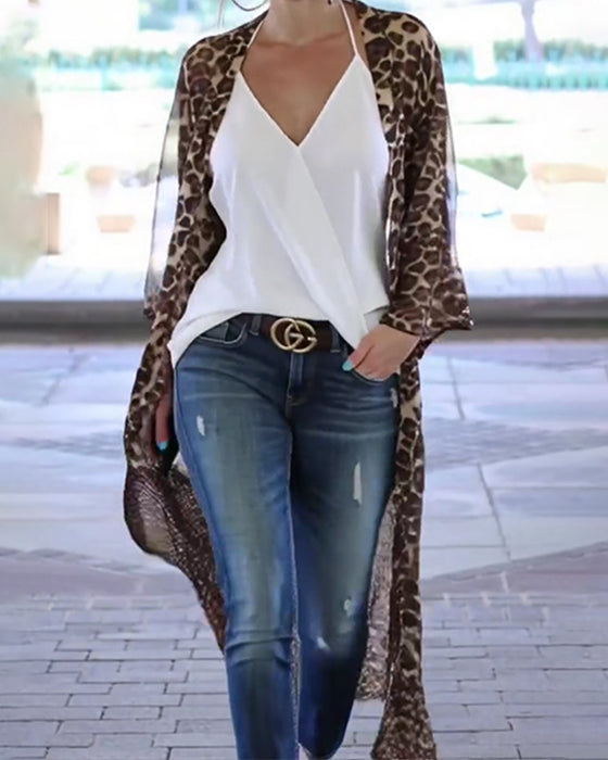 Frappe Lang Leopardtryk Solbeskyttende