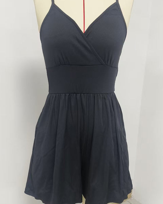Ensfarvet Afslappet Jumpsuit