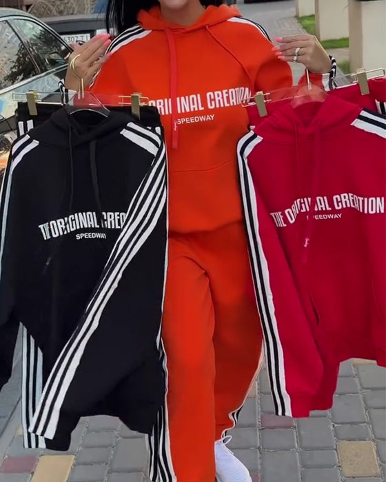 Sæt Stribet Casual Lang Ærme