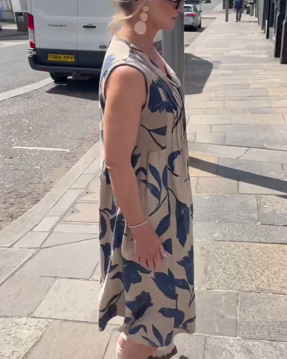 Kjole V-Hals Ærmeløs Trykt