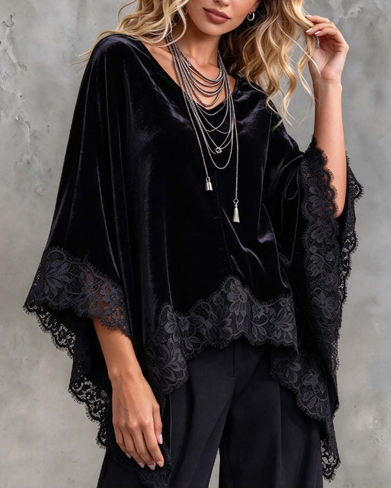 Top Klokkeærme Blonder Cape