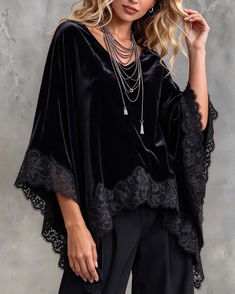 Top Klokkeærme Blonder Cape