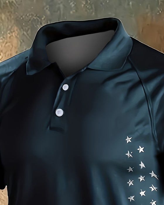 T-Shirt Krave Stjerner Og Streger Kort Ærme