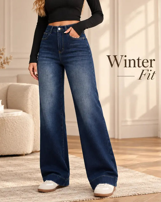 Fleeceforede wide-leg jeans