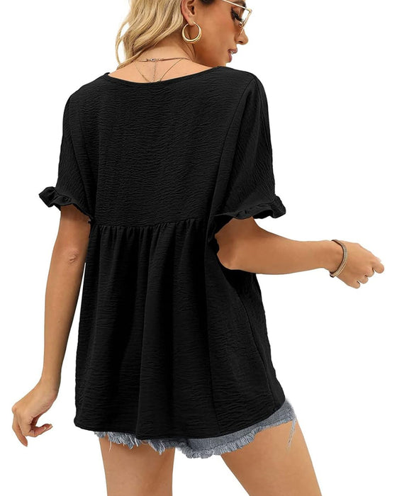 Bluse Afslappet Rynke Loose Fit
