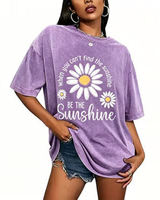 Casual T-Shirt Daisy Tryk Rundhalset