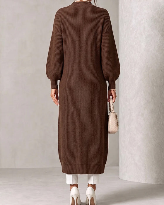 Sweater Dress Diagonal Knap Slids Lanterne Ærme