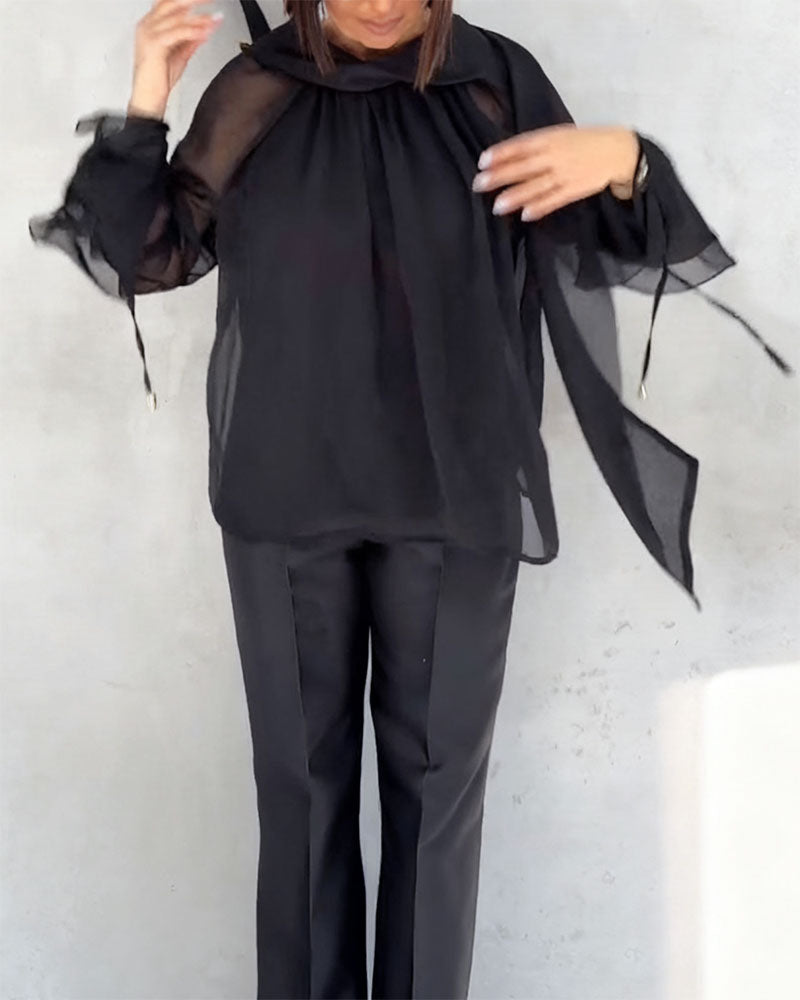 Bluse Mesh Sammenføjning Elegant