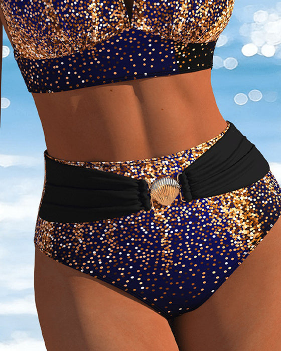 Bikini Halter Guld Skimmer Høj Talje