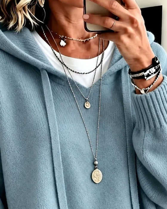 Pullover Hætte Snor Drop Skulder Løs